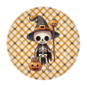 Niedlicher, verspielter Halloween-Skelett Schneidebrett