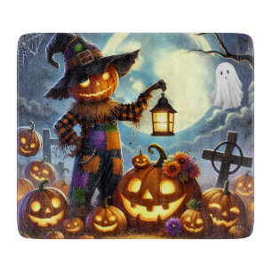 Niedlicher, verspielter Halloween-Vogelscheuche &  Schneidebrett