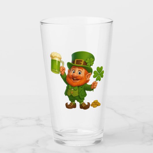 Niedlicher/verspielter Leprechaun St. Patrick's Da Glas (Vorderseite)
