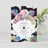 Niedlicher verzauberter Candyland Geburtstag Einladung (Stehend Vorderseite)