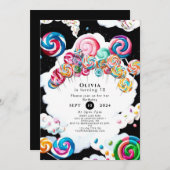 Niedlicher verzauberter Candyland Geburtstag Einladung (Vorne/Hinten)