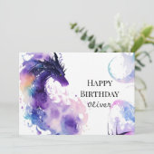 Niedlicher verzauberter Drache Geburtstag Karte (Stehend Vorderseite)