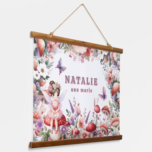 Niedlicher verzauberter Märchengarten Personalisie Wandteppich Mit Holzrahmen (Gewinkelt)