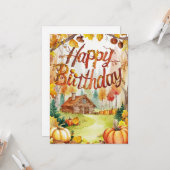 Niedlicher verzauberter Pumpkin Herbstfall glückli Karte (Vorderseite/Rückseite Beispiel)