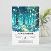 Niedlicher verzauberter Woodland Digital Geburtsta Einladung (Stehend Vorderseite)