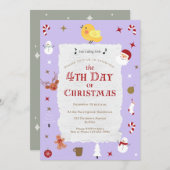 Niedlicher vierter Weihnachtsfeiertag Traditionali Einladung (Vorne/Hinten)