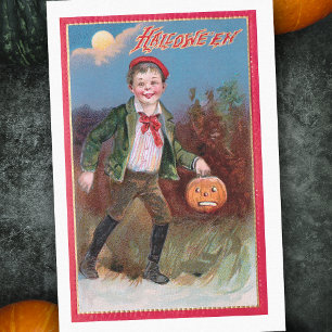 Niedlicher Viktorianischer Junge mit Halloween Jac Seidenpapier