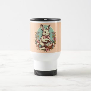 Niedlicher, vintage Osterhase/Ei/Korb  Reisebecher