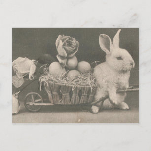 Niedlicher Vintage-Osterhase Feiertagspostkarte