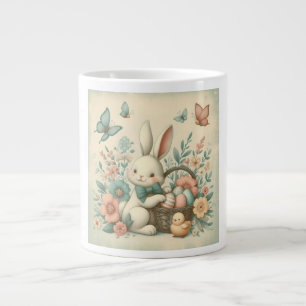 Niedlicher, vintage Osterhase & Küken Jumbo-Tasse