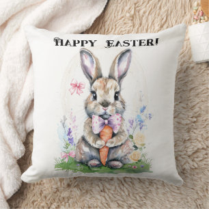 Niedlicher vintage Osterhase Wasserfarbe Kissen
