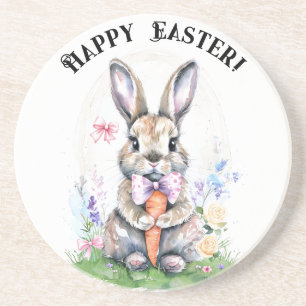 Niedlicher Vintage-Osterhase Wasserfarben Getränkeuntersetzer