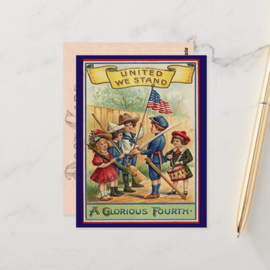 Niedlicher Vintager Amerikanische Unabhängigkeitst Postkarte (Vorderseite/Rückseite Beispiel)