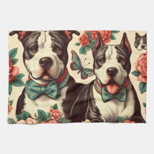 Niedlicher Vintager amerikanischer Pit Bull Terrie Geschirrtuch