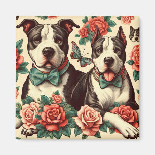 Niedlicher Vintager amerikanischer Pit Bull Terrie Magnet