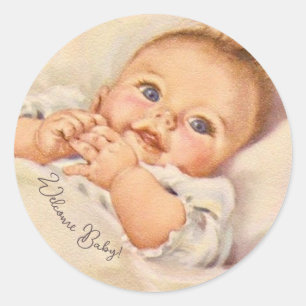 Niedlicher Vintager Babyaufkleber Runder Aufkleber