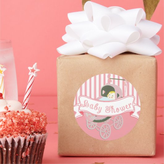 Niedlicher Vintager Banner Baby Girl Duschaufklebe Runder Aufkleber (Party)