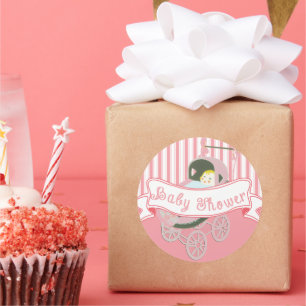 Niedlicher Vintager Banner Baby Girl Duschaufklebe Runder Aufkleber