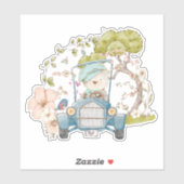 Niedlicher Vintager Bär Botanischer Florals Baby Aufkleber (Blatt)