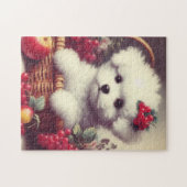 Niedlicher Vintager Bichon Frisé Malerei Puzzle (Horizontal)