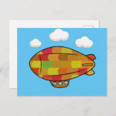 Niedlicher Vintager Blimp-Ballon Zeichnend Postkarte (Vorne/Hinten)