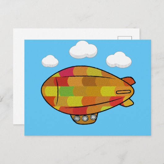 Niedlicher Vintager Blimp-Ballon Zeichnend Postkarte (Vorne/Hinten)