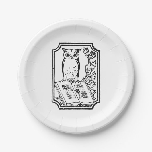Niedlicher Vintager Buchklub, Uhu-Party Pappteller (Vorderseite)