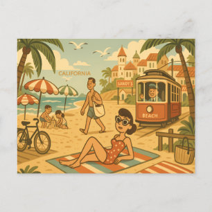 Niedlicher Vintager California Beach Coast Travel Postkarte