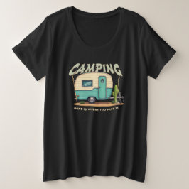 Niedlicher Vintager Campingplatz und Camping-Zitat Große Größe T-Shirt
