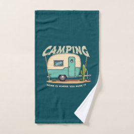 Niedlicher Vintager Campingplatz und Camping-Zitat Handtuch