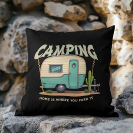 Niedlicher Vintager Campingplatz und Camping-Zitat Kissen
