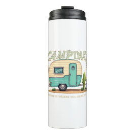 Niedlicher Vintager Campingplatz und Camping-Zitat Thermosbecher