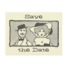 Niedlicher Vintager Cartoon Couple Save the Date