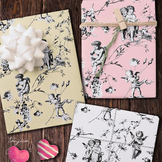 Niedlicher Vintager Cherub Cupid Angeln Geschenkpapier Set