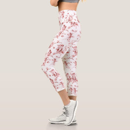 Niedlicher Vintager Cherub Cupid Angels Blume Rote Capri Leggings