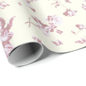 Niedlicher Vintager Cherub Kupiden Engel Rosa Blum Geschenkpapier (Rolleneckpunkt)