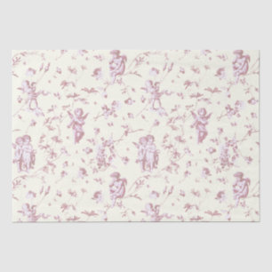 Niedlicher Vintager Cherub Kupiden Engel Rosa Blum Seidenpapier