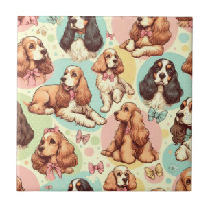 Niedlicher Vintager Cocker Spanisch Nahtloses Must Fliese