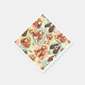 Niedlicher Vintager Cocker Spanisch Nahtloses Must Serviette (Ecke)