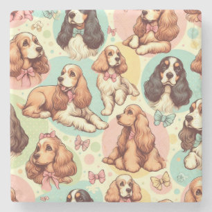 Niedlicher Vintager Cocker Spanisch Nahtloses Must Steinuntersetzer