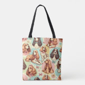 Niedlicher Vintager Cocker Spanisch Nahtloses Must Tasche (Rückseite)