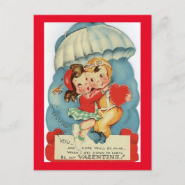 Niedlicher Vintager Couple Parachuting in den 1950 Postkarte