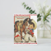 Niedlicher Vintager Cowboy & Horse Valentine Postkarte (Stehend Vorderseite)