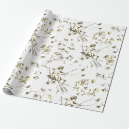 Niedlicher Vintager Cupid Angel Beige Creme Floral Geschenkpapier