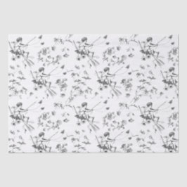 Niedlicher Vintager Cupid Angel Schwarz-weiße Blum Seidenpapier