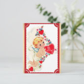 Niedlicher Vintager Cupid-Valentinstag Postkarte (Stehend Vorderseite)