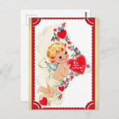 Niedlicher Vintager Cupid-Valentinstag Postkarte (Vorne/Hinten)