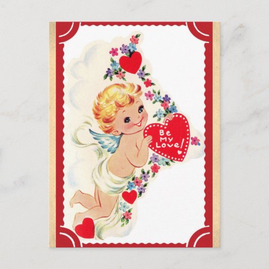 Niedlicher Vintager Cupid-Valentinstag Postkarte (Vorderseite)