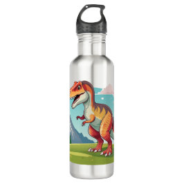 Niedlicher Vintager Dinosaurier T Rex mit Berg Edelstahlflasche
