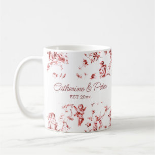 Niedlicher Vintager Engel mit Blumenmuster Roter T Kaffeetasse